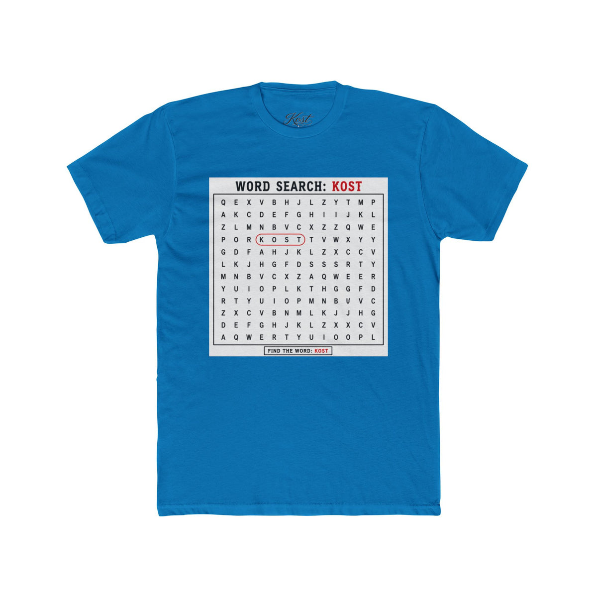 Word Search T‑Shirt — "Kost" Puzzle Graphic Tee