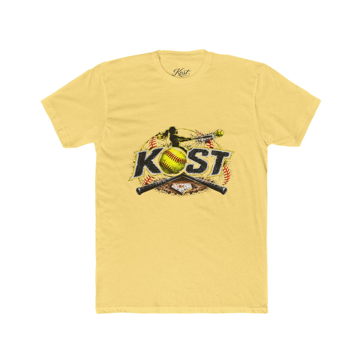 Softball Crossed Bats Tee — KOST Graphic Cotton Crew Shirt