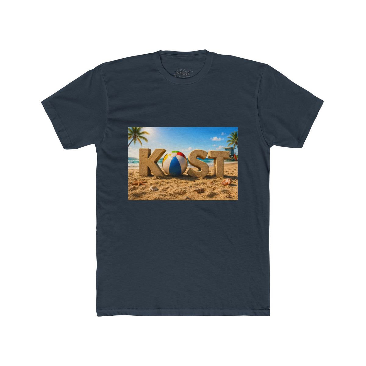 Coastal Beach Tee — 'KOST' Sand & Surf Graphic T-Shirt