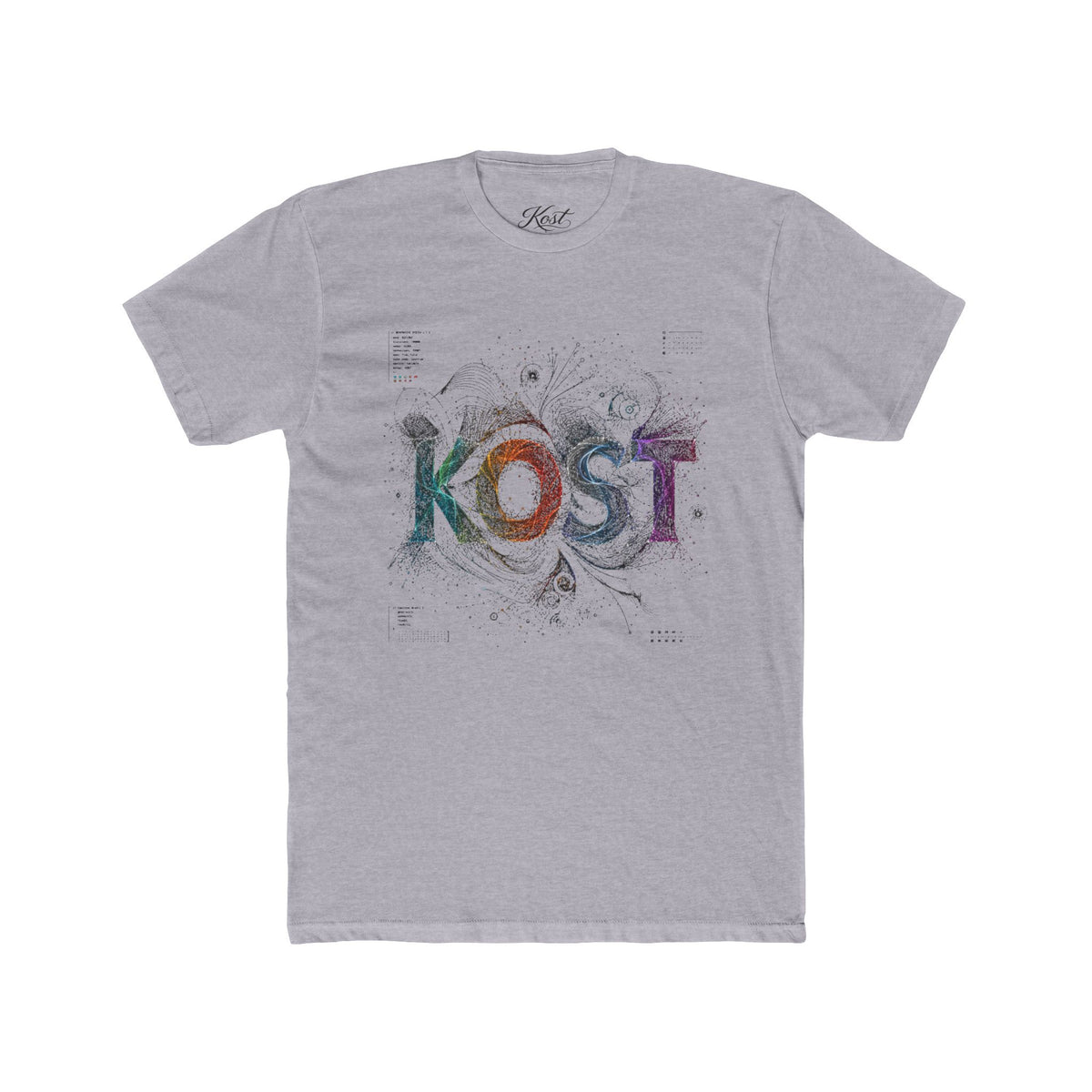 KOST Graphic Tee — Colorful Abstract Lettering Cotton T‑Shirt