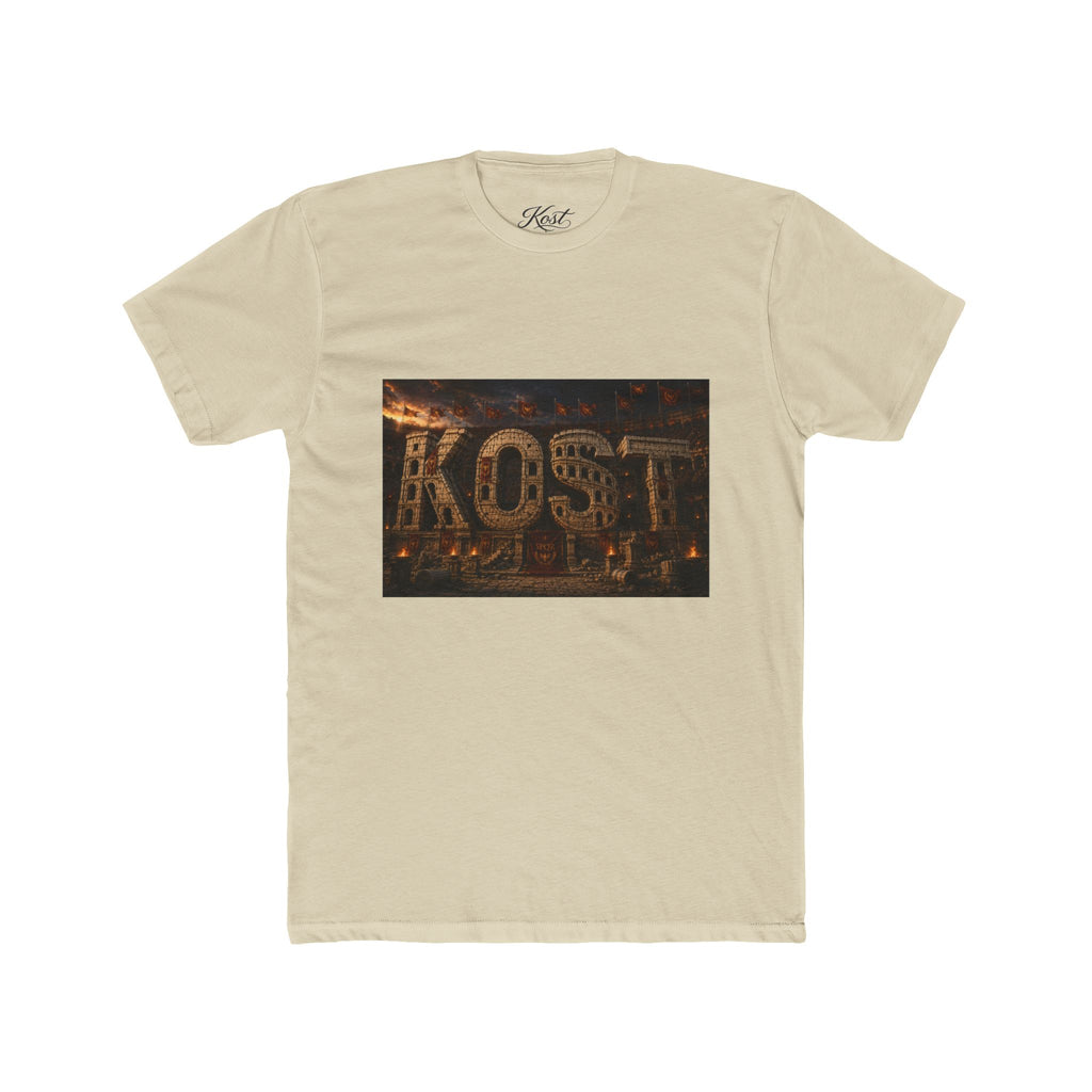 ROST Vintage Industrial Graphic Tee — Rusted Metal Letters Crew Shirt