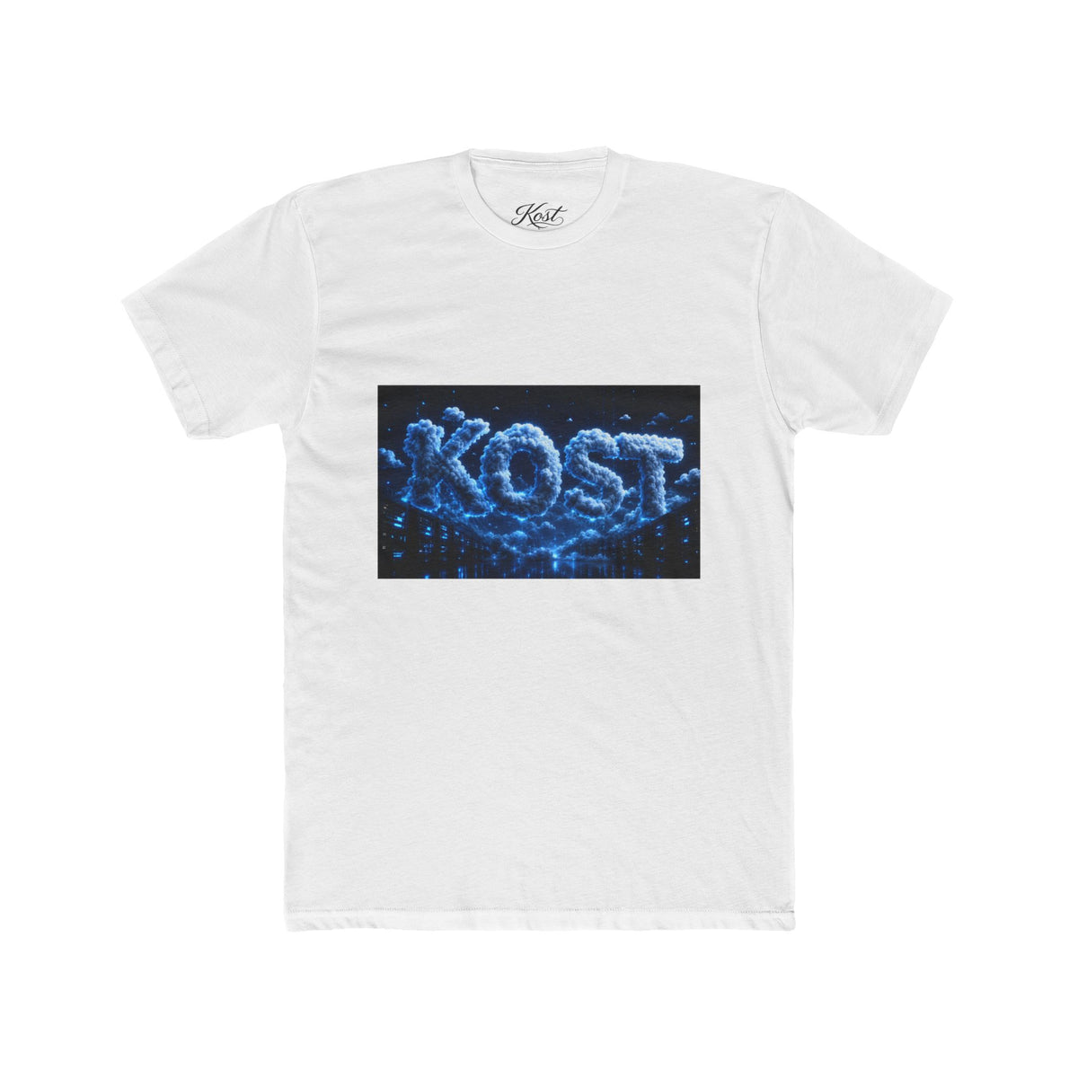 KOST Neon Bubble Logo Tee — Retro Blue Graphic T-Shirt