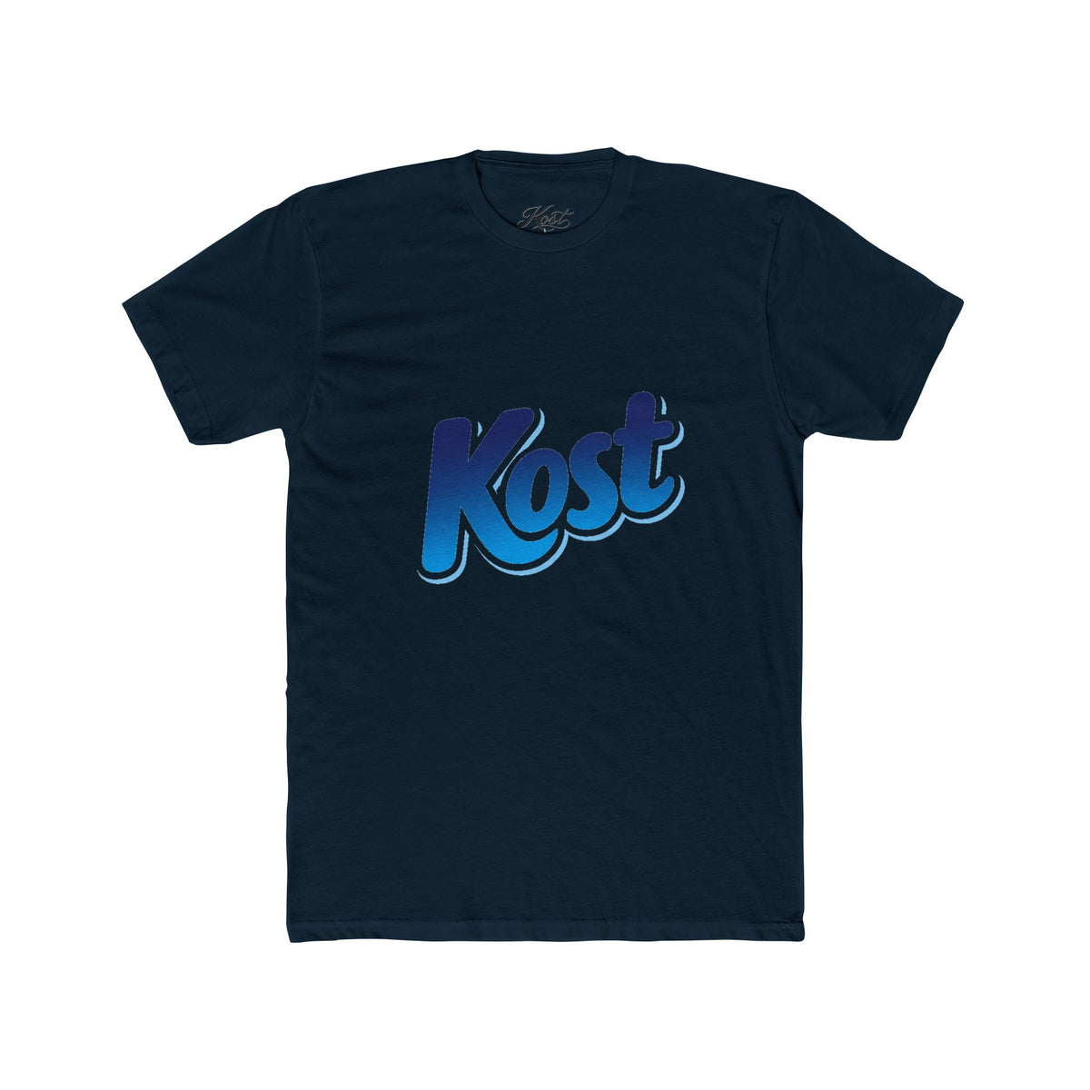 Kost Logo Tee — Retro Blue Script Graphic T-Shirt