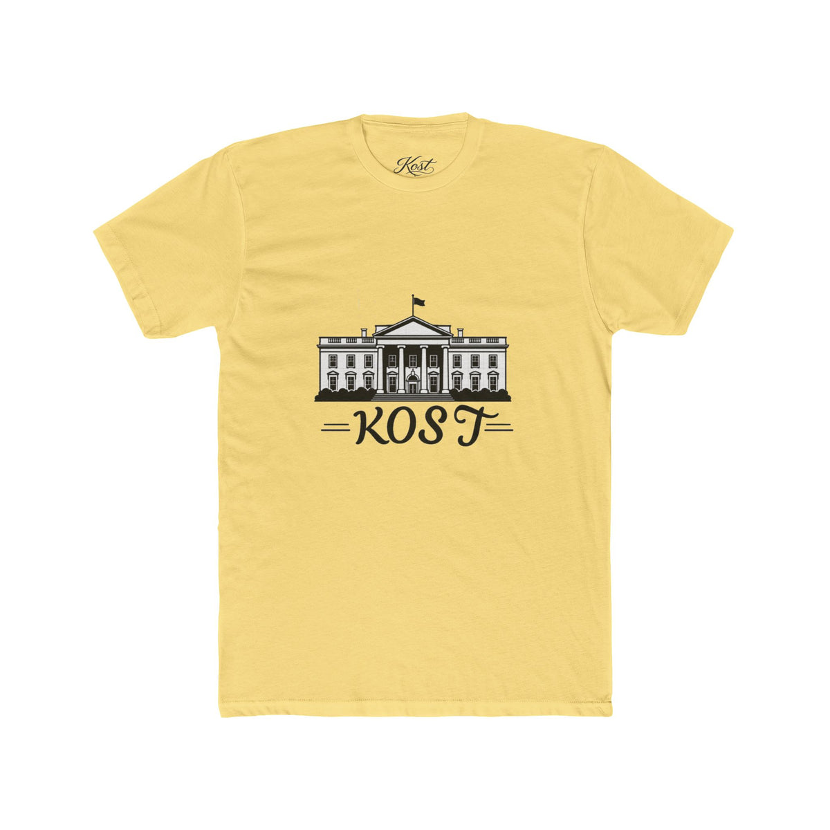 White Tee with Presidential Building Graphic & KOST Text