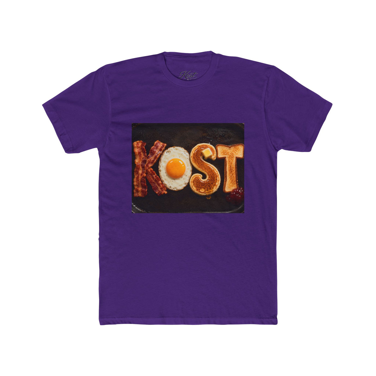 T-Shirt — 'KOST' Breakfast Letters Design (Bacon & Egg)