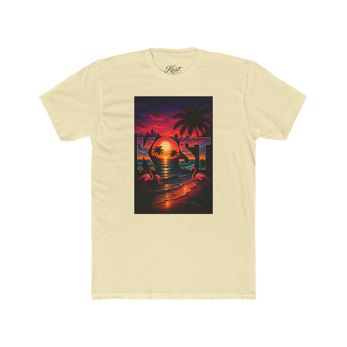 Retro Sunset Beach T-Shirt — 'Coast' Neon Palm Graphic Tee