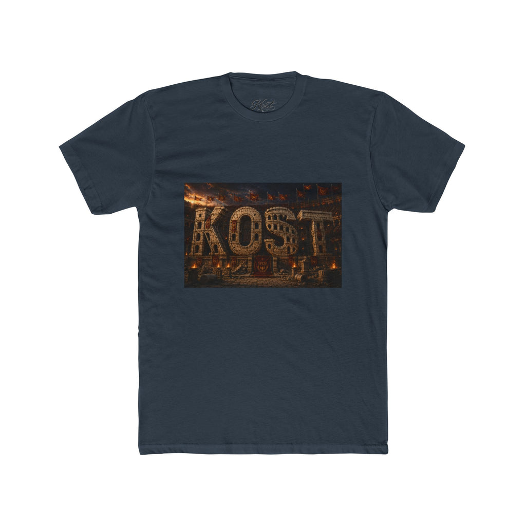 ROST Vintage Industrial Graphic Tee — Rusted Metal Letters Crew Shirt