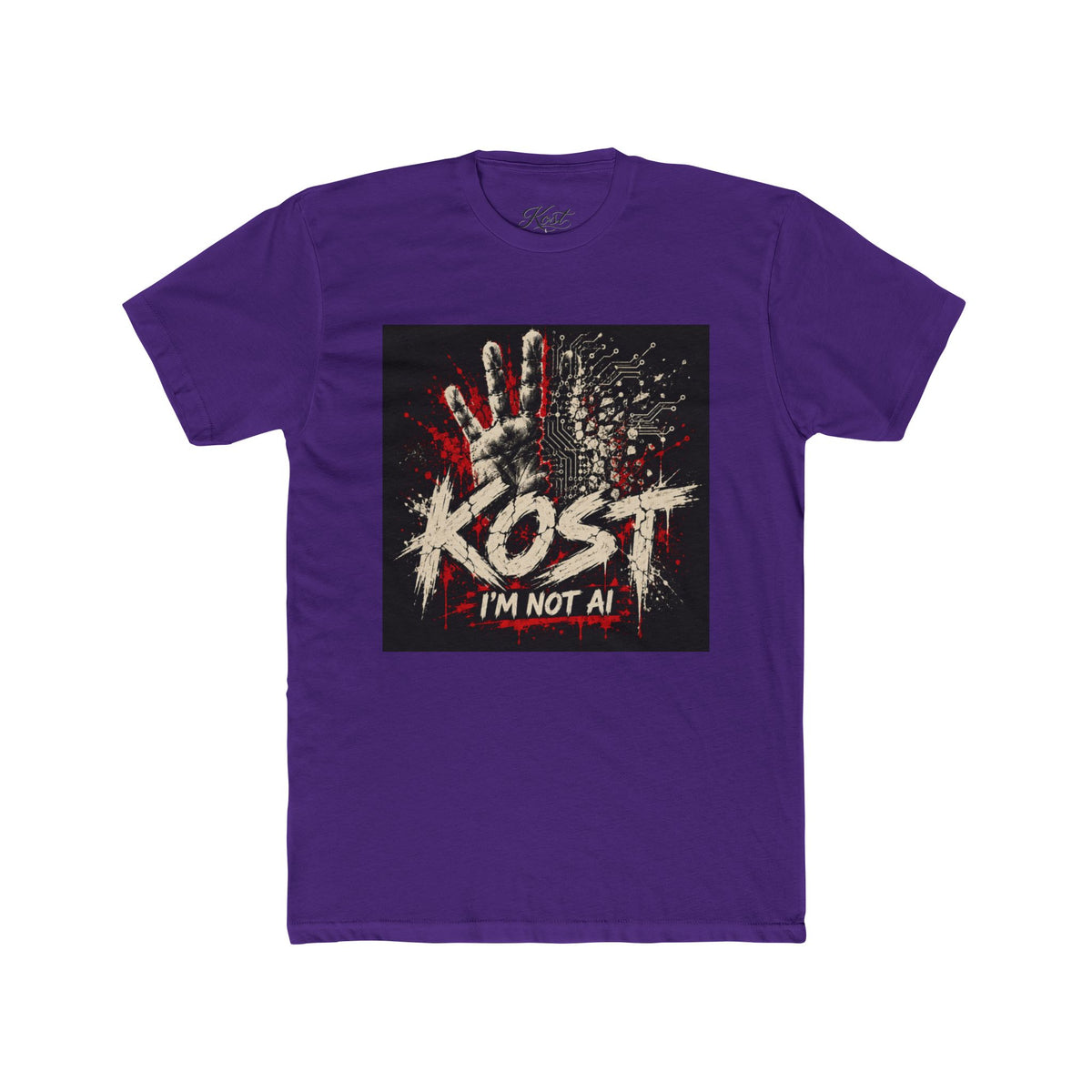 T-Shirt — KOST "I'm Not Al" Graphic Tee (Handprint Horror Design)