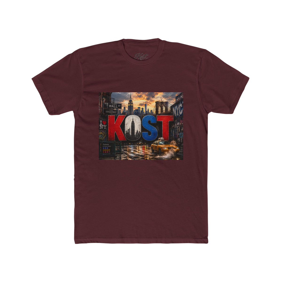 KOST Cityscape Graphic Tee — Red, White & Blue Urban Skyline T-Shirt