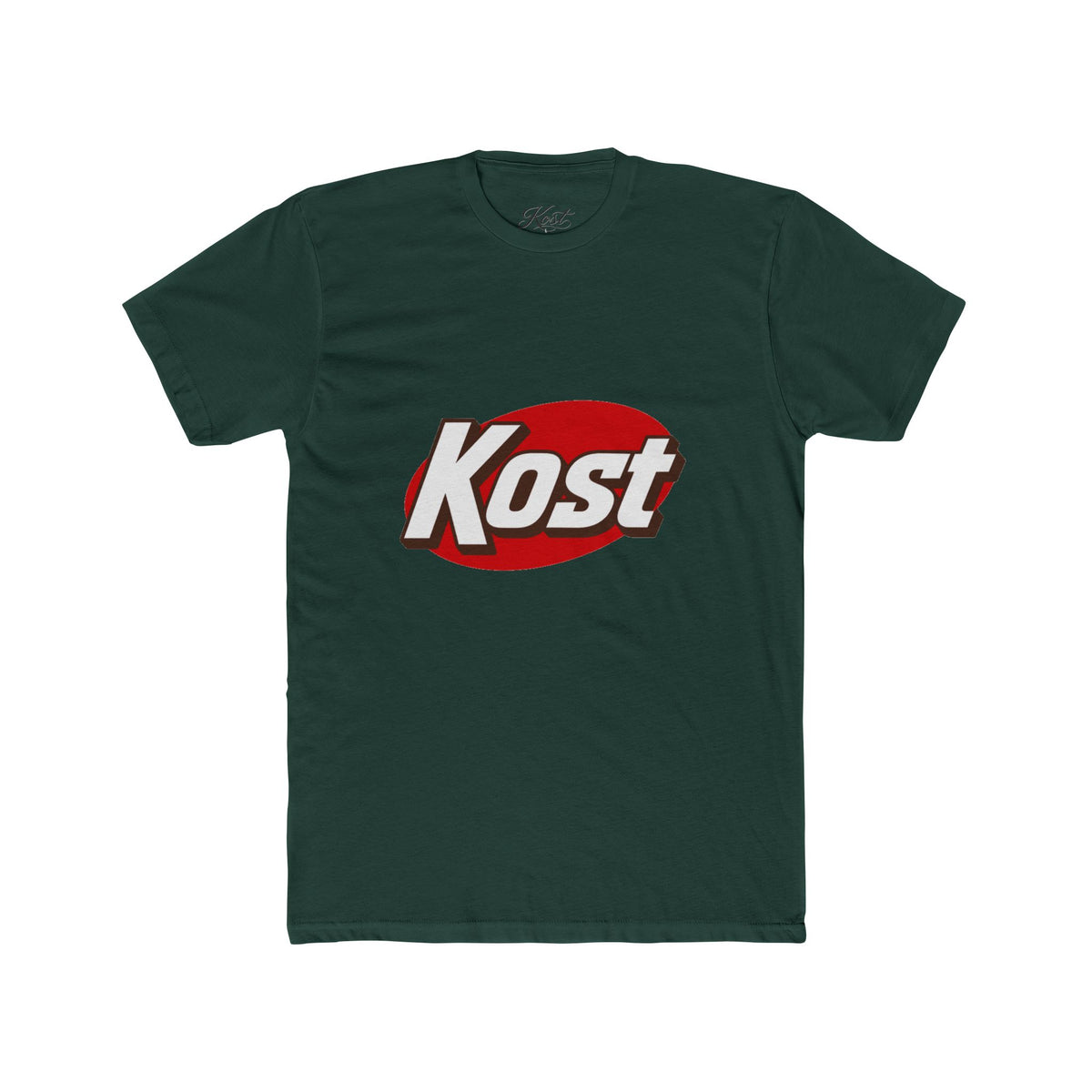 Kost Logo Tee — Retro Red Oval Graphic Cotton T‑Shirt