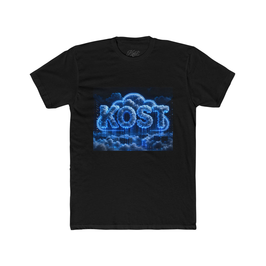 Cloud Glow T‑Shirt — 'KOST' Neon Blue Cloud Graphic Tee