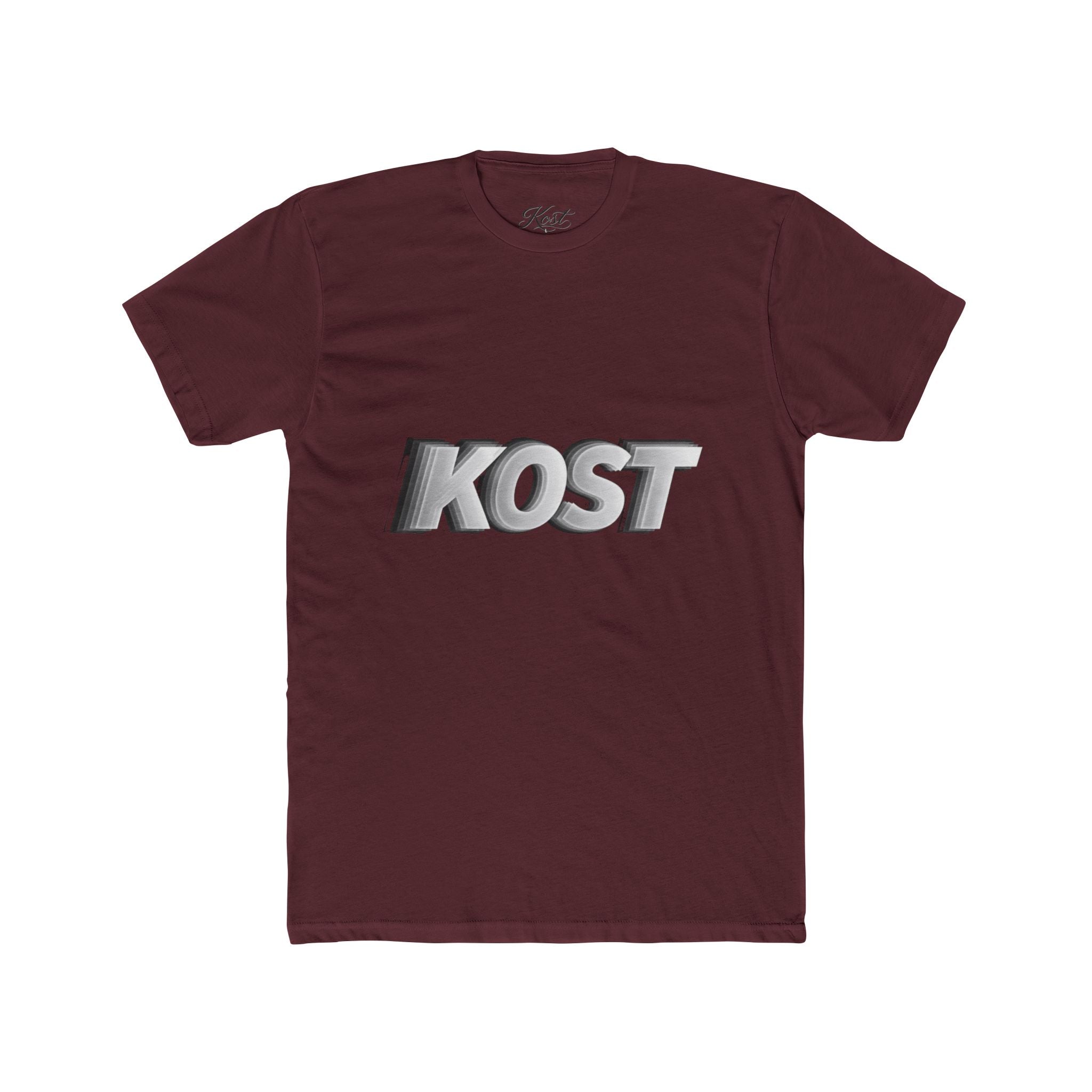 KOST 3D Metallic Logo Tee — White Graphic Crewneck T-Shirt