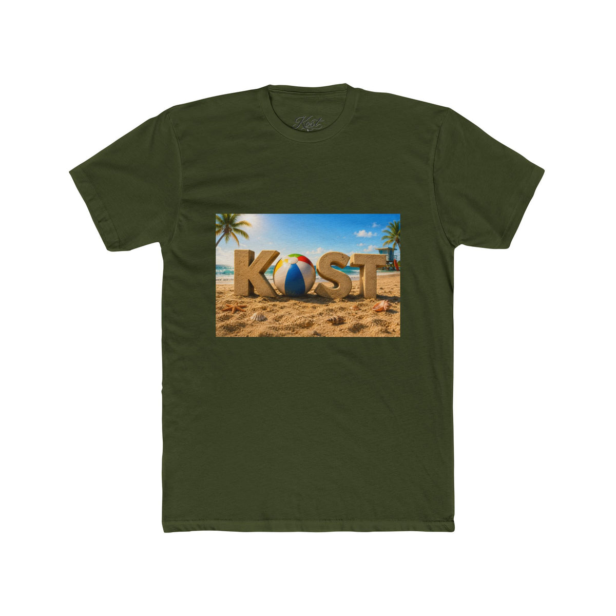 Coastal Beach Tee — 'KOST' Sand & Surf Graphic T-Shirt