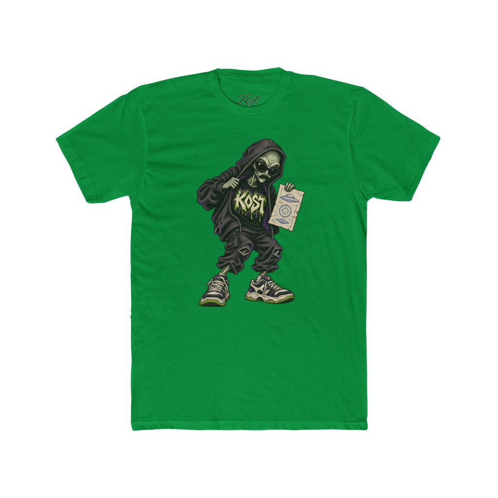 Skull Hood Crew Tee — Grunge Streetwear Graphic T-Shirt with 'Kost' Design