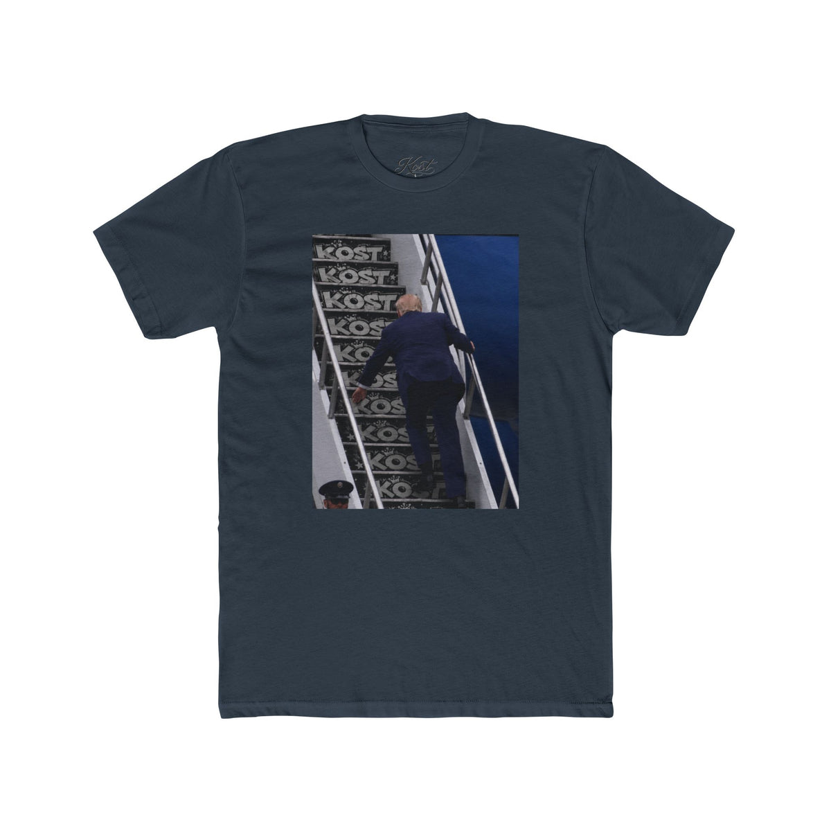 Vintage Skate Stairs Photo Tee — KOST Logo Graphic Crew Shirt