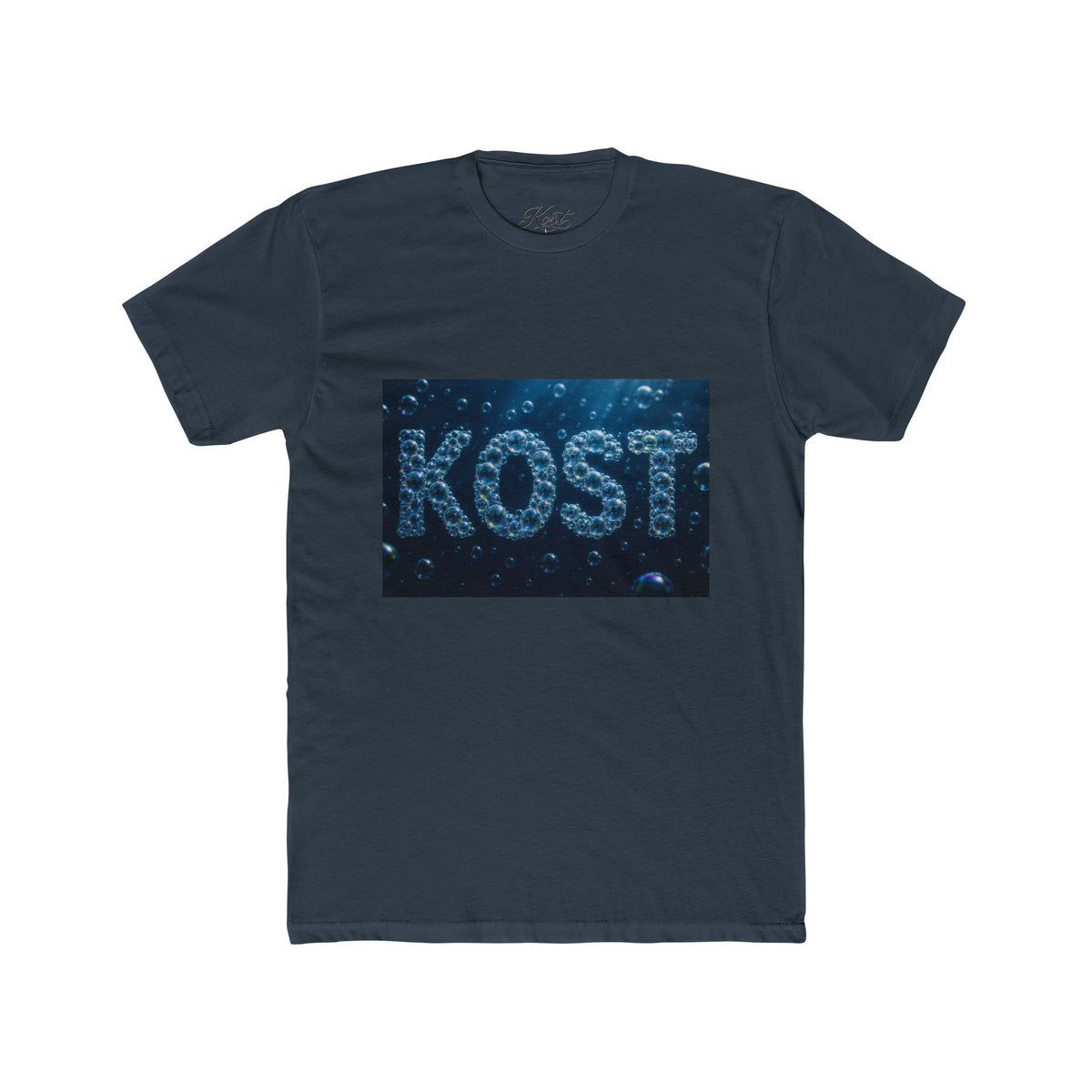 KOST Bubble Text Tee — Nautical Blue Graphic Crewneck Shirt