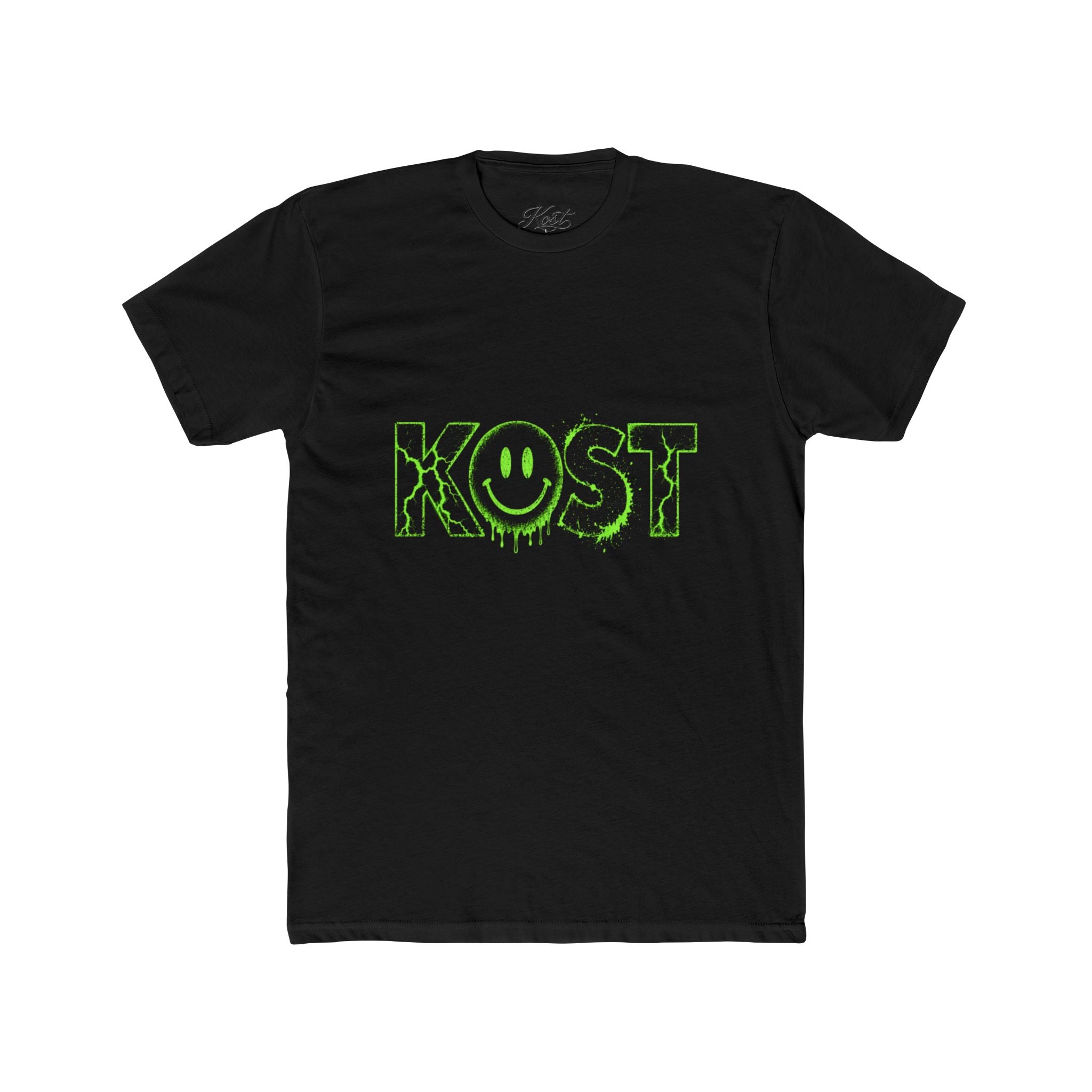 KOST Smiley Graphic Tee — Neon Green Drip Logo Cotton T-Shirt