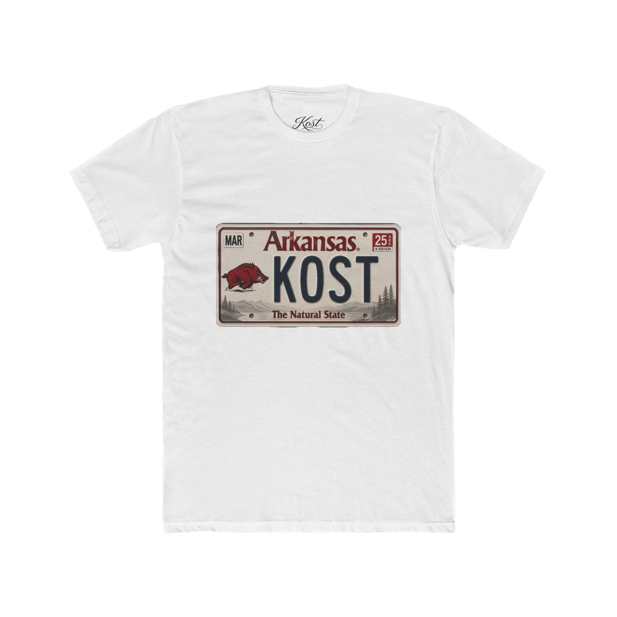 Arkansas License Plate Tee — "KOST" Vintage State Pride T-Shirt
