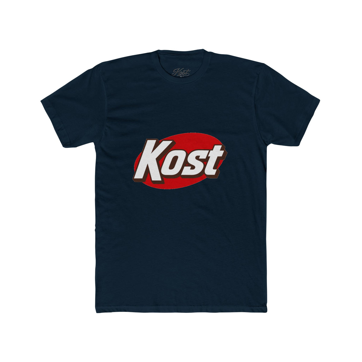 Kost Logo Tee — Retro Red Oval Graphic Cotton T‑Shirt
