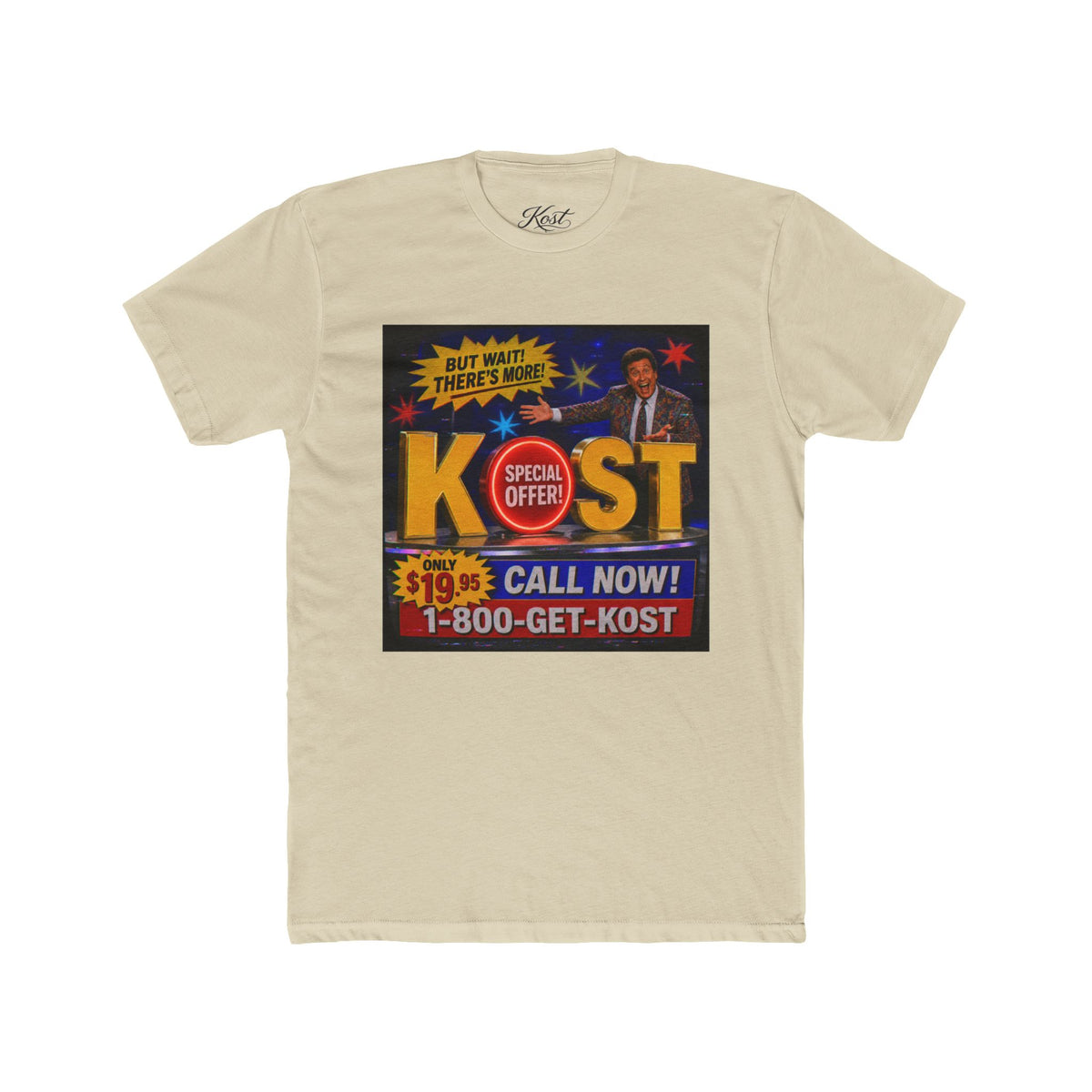 KOST Infomercial Graphic Tee — "Call Now! 1-800-GET-KOST" Retro TV Ad Shirt