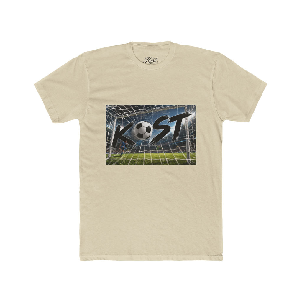 Soccer Goal Graphic Tee — “KOST” Ball in Net Cotton T‑Shirt