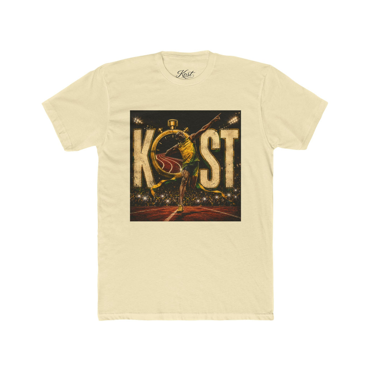 KOST Track Runner Graphic Tee — 'KOST' Stopwatch Running Design
