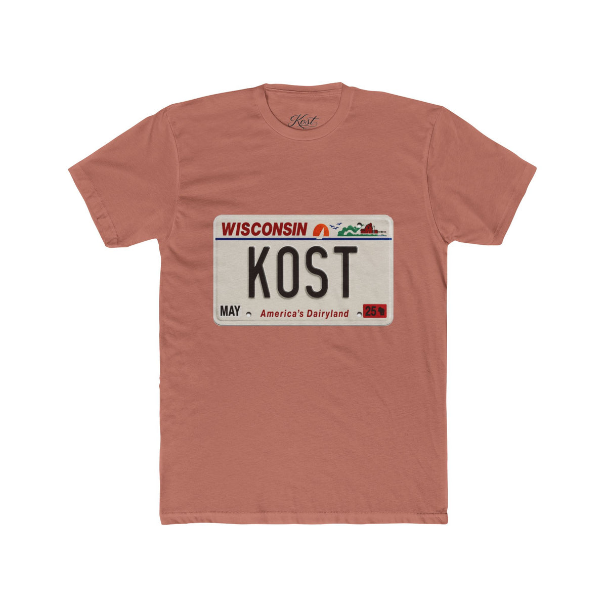 Wisconsin License Plate 'KOST' T‑Shirt — Retro America’s Dairyland Tee