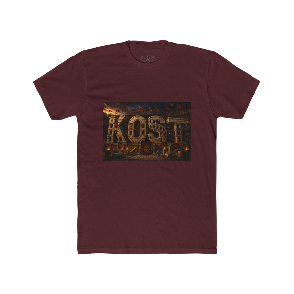 ROST Vintage Industrial Graphic Tee — Rusted Metal Letters Crew Shirt
