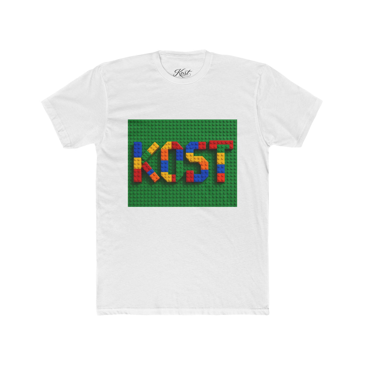 Kids Block Name Tee — Colorful Building Brick 'KOST' Graphic Shirt