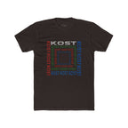 Kost Repeating Text Graphic Tee — Minimal Pastel Square Design