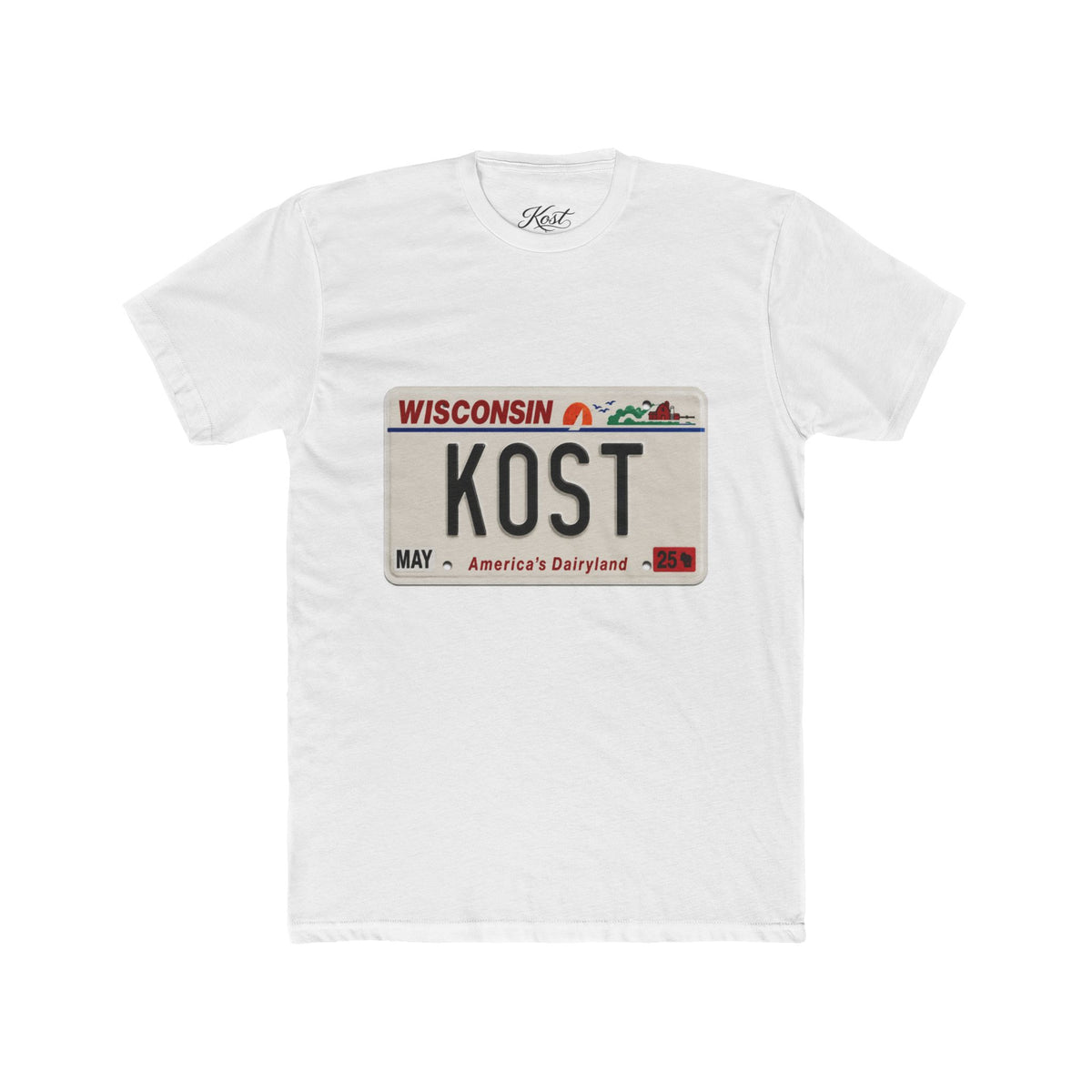 Wisconsin License Plate 'KOST' T‑Shirt — Retro America’s Dairyland Tee