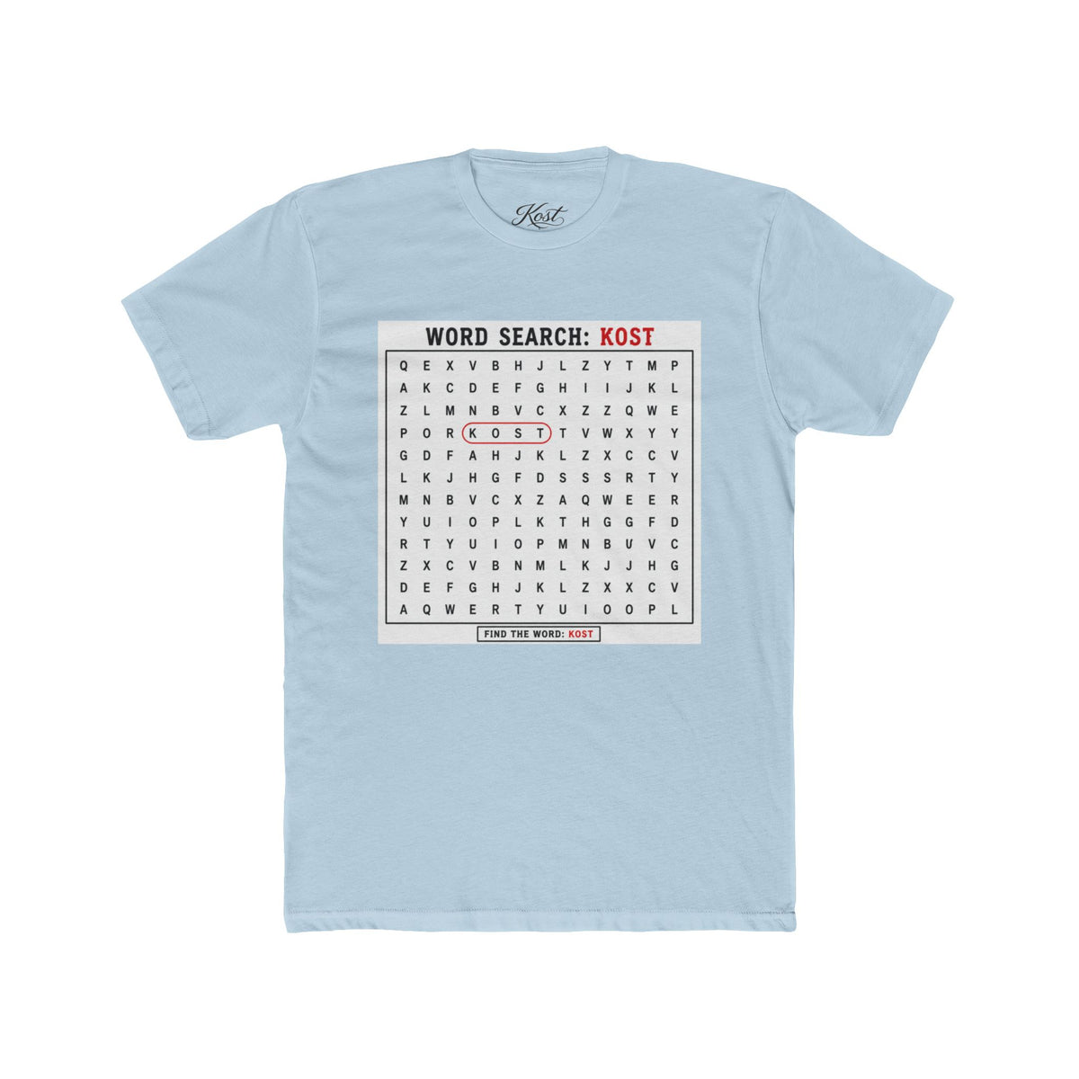 Word Search T‑Shirt — "Kost" Puzzle Graphic Tee