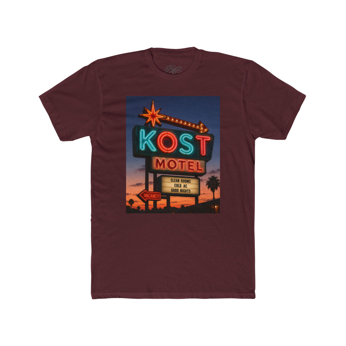 KOST Motel Retro Neon Sign Cotton T-Shirt