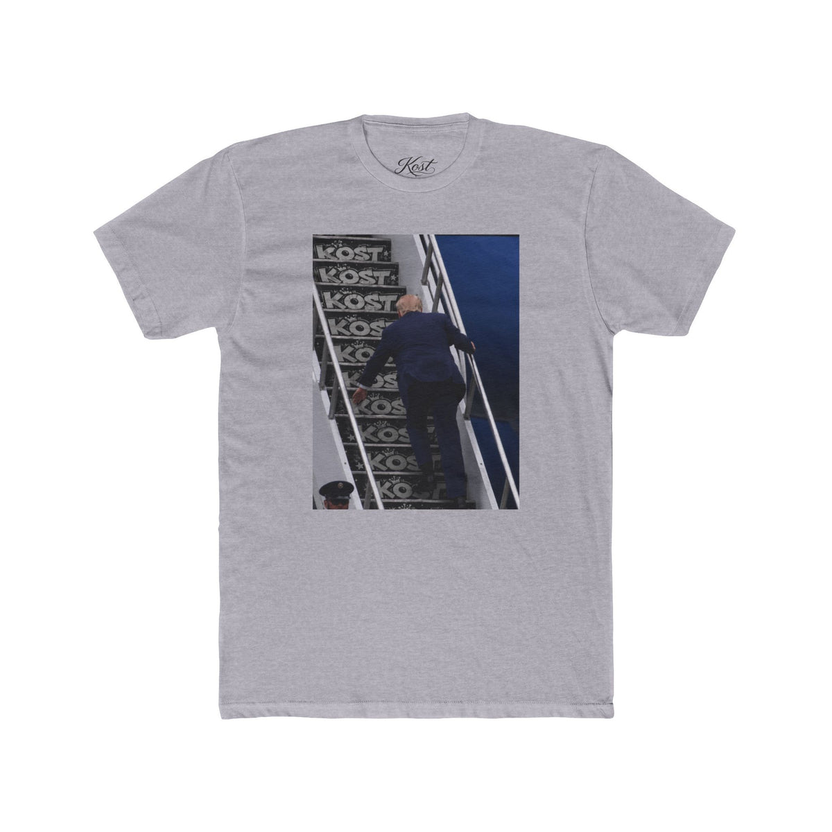 Vintage Skate Stairs Photo Tee — KOST Logo Graphic Crew Shirt