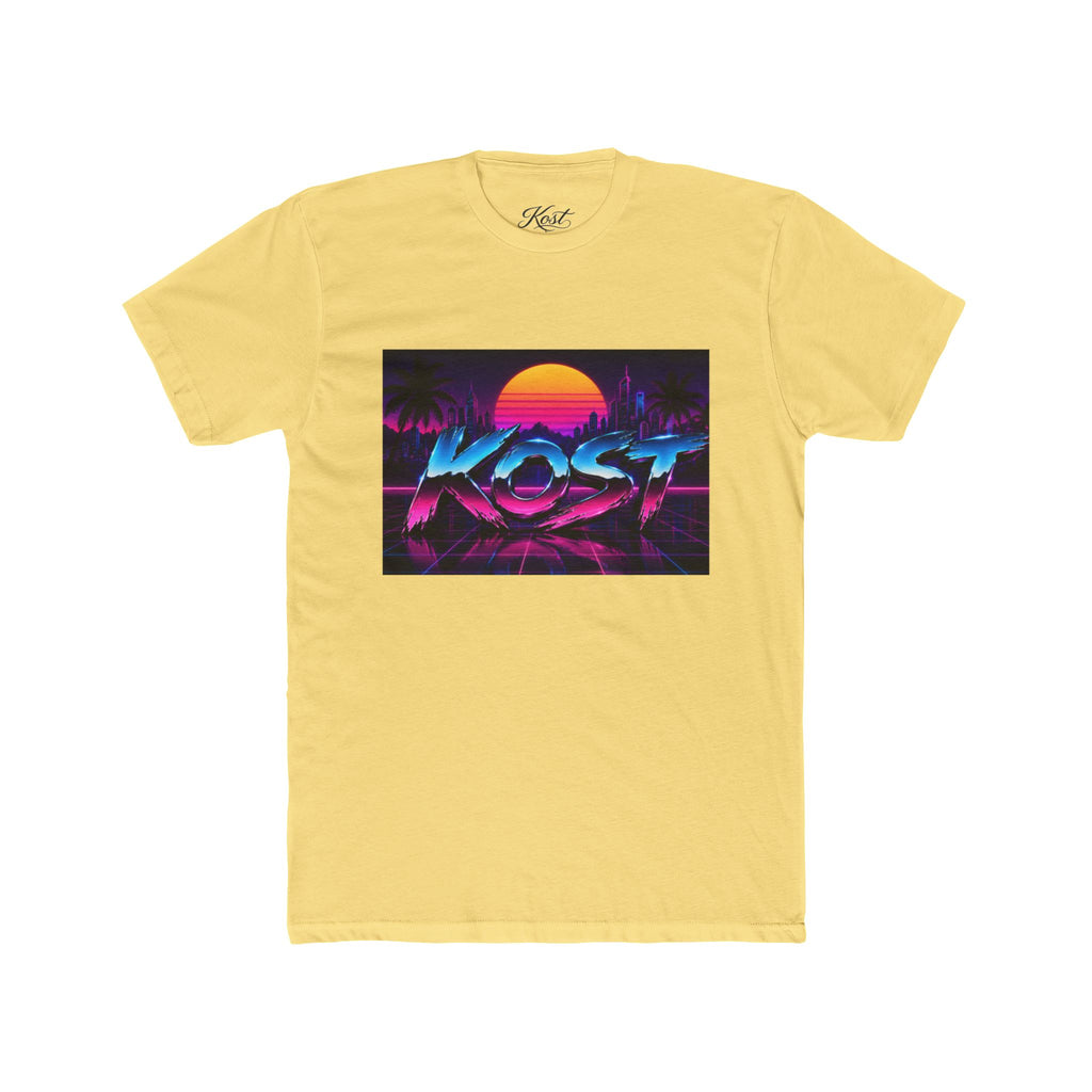 Retro Sunset "ROST" Graphic Tee — 80s Vaporwave Palm Beach T-Shirt