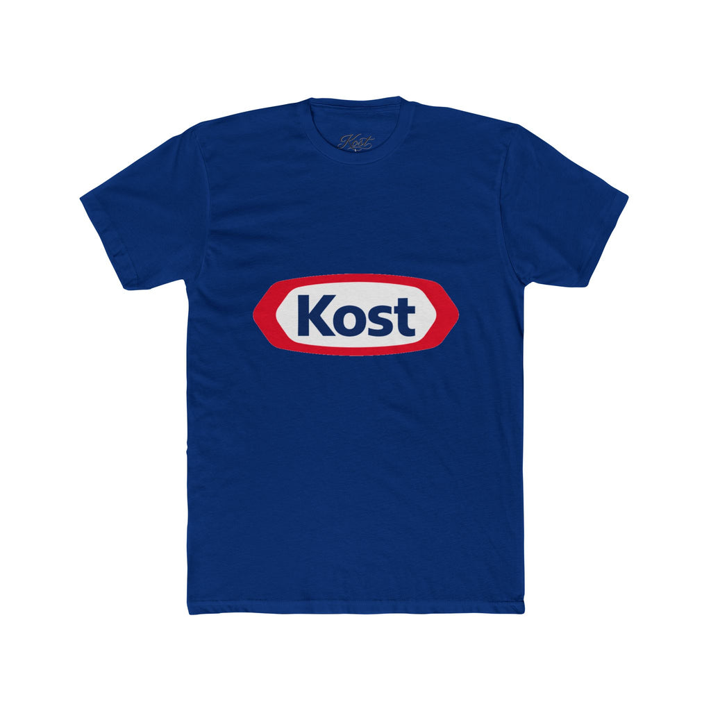 Kost Logo T-Shirt — Retro Red & Blue Graphic Crew Tee
