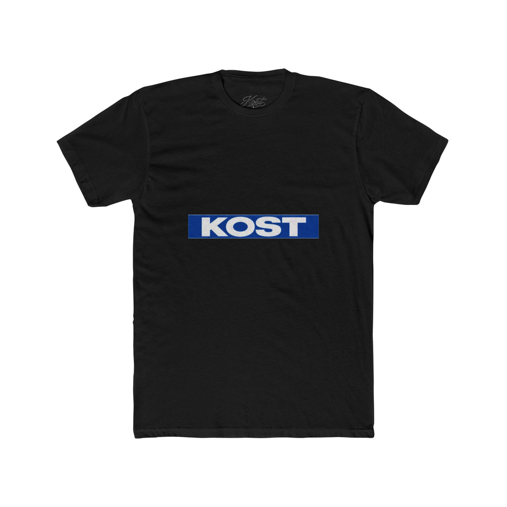 KOST Logo Tee — Retro Blue Box Graphic Cotton T‑Shirt