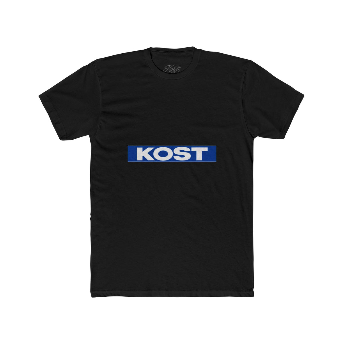 KOST Logo Tee — Retro Blue Box Graphic Cotton T‑Shirt