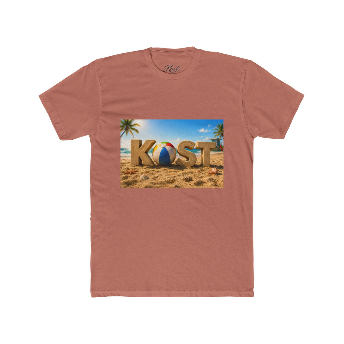 Coastal Beach Tee — 'KOST' Sand & Surf Graphic T-Shirt