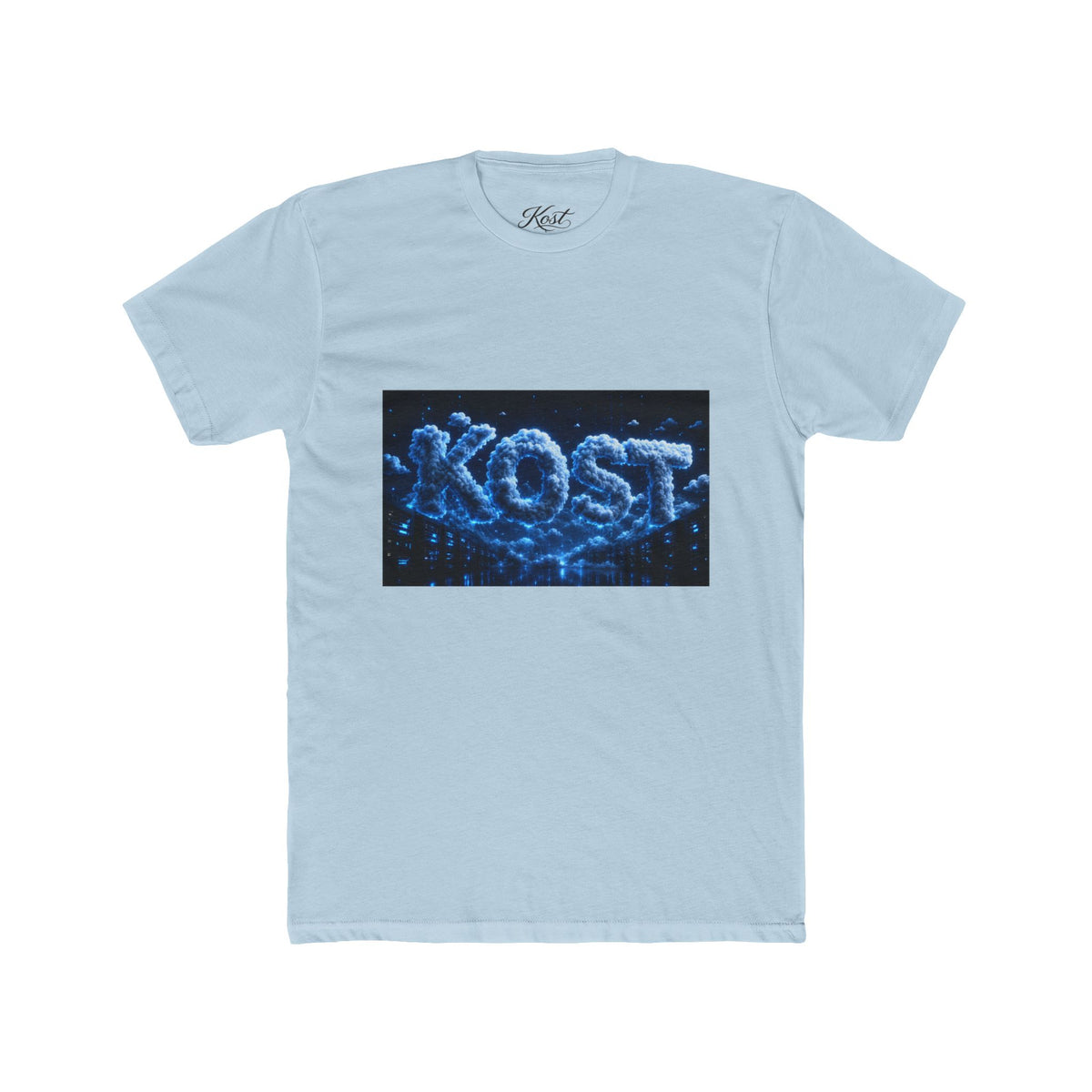 KOST Neon Bubble Logo Tee — Retro Blue Graphic T-Shirt