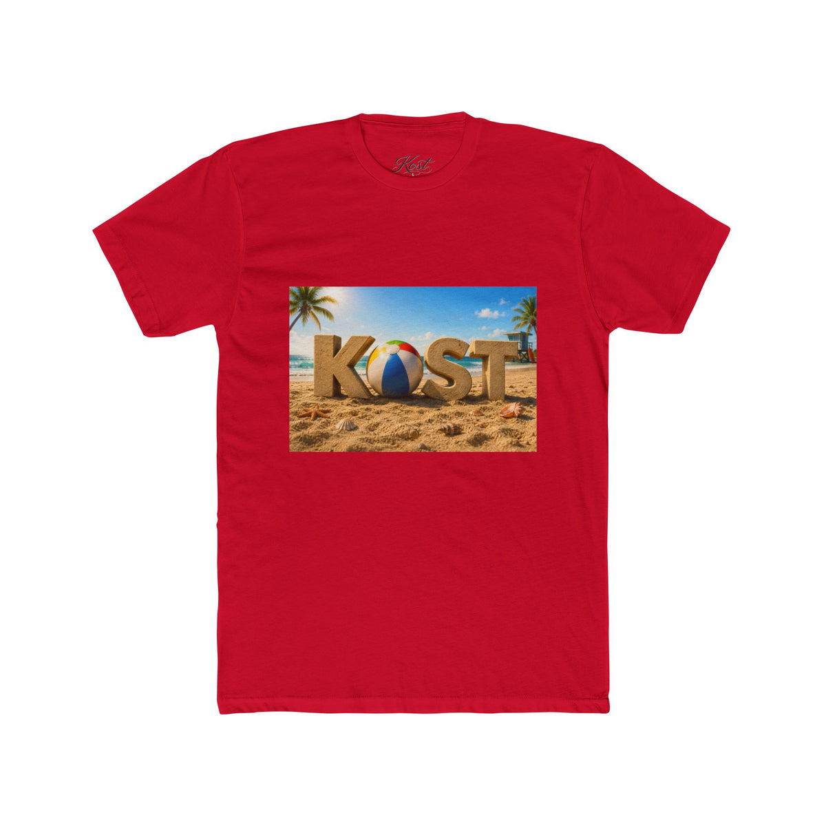 Coastal Beach Tee — 'KOST' Sand & Surf Graphic T-Shirt