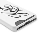Phone Case with Card Holder – Elegant Black Calligraphy Design
