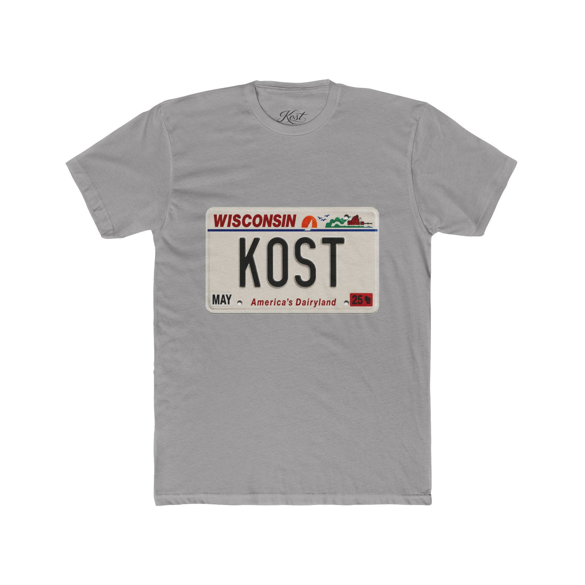 Wisconsin License Plate 'KOST' T‑Shirt — Retro America’s Dairyland Tee