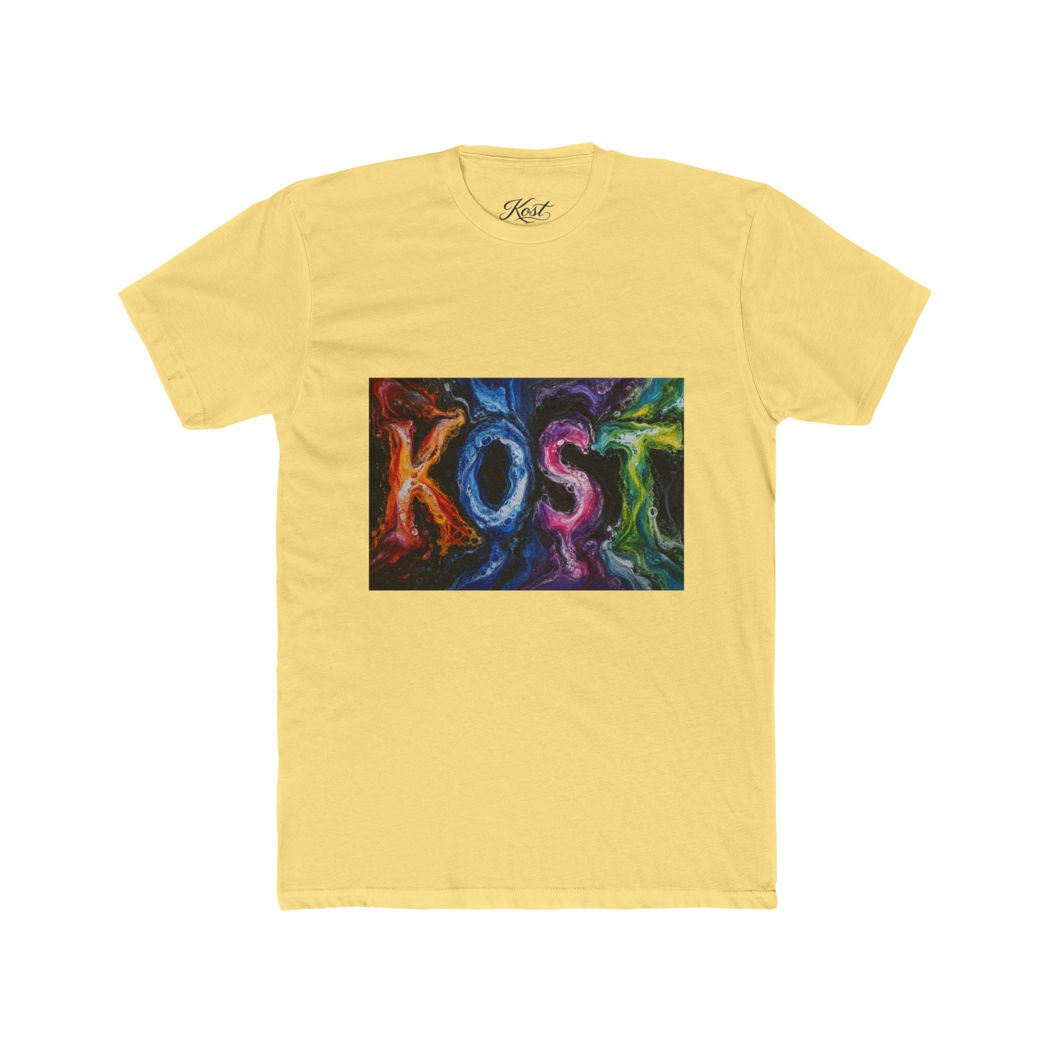 KOST Colorful Smoke Graphic Tee — Vibrant Abstract Lettering T-Shirt