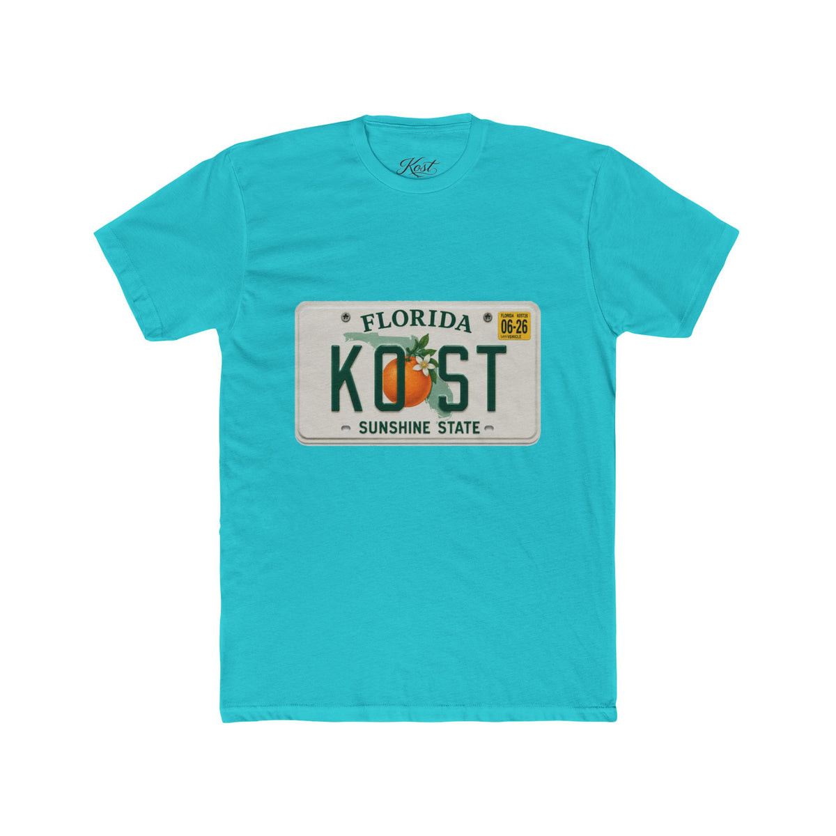 Florida License Plate Tee - 'KOST' Sunshine State Orange Design