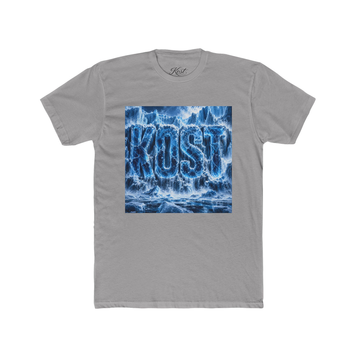 KOST Waterfall Graphic Tee — Blue Wave Texture Crew Shirt