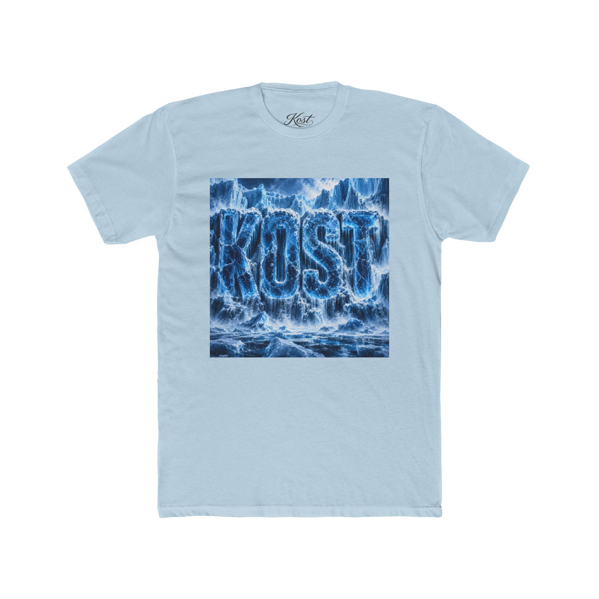 KOST Waterfall Graphic Tee — Blue Wave Texture Crew Shirt