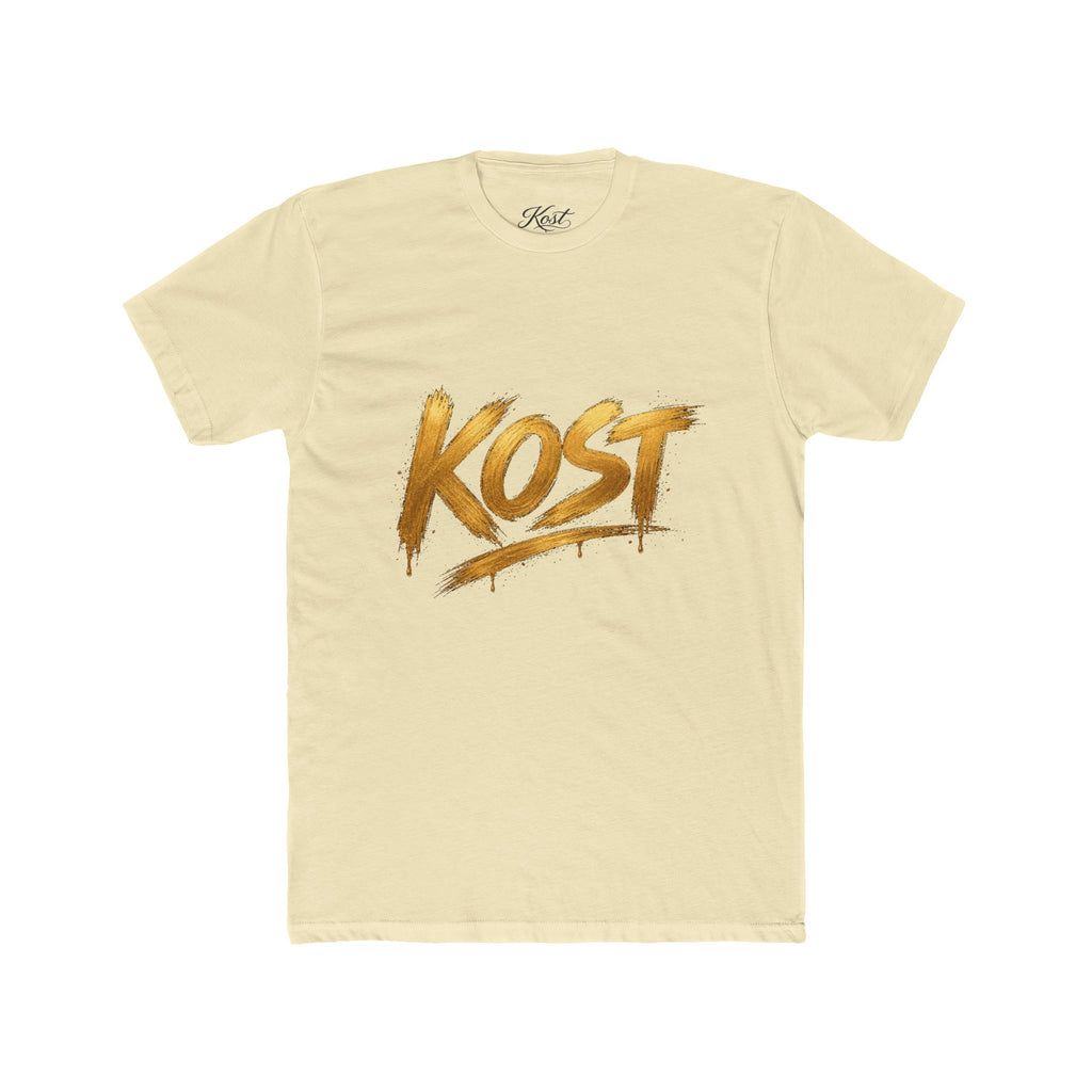 KOST Gold Script T‑Shirt — Streetwear Graphic Tee with Metallic Brush Lettering
