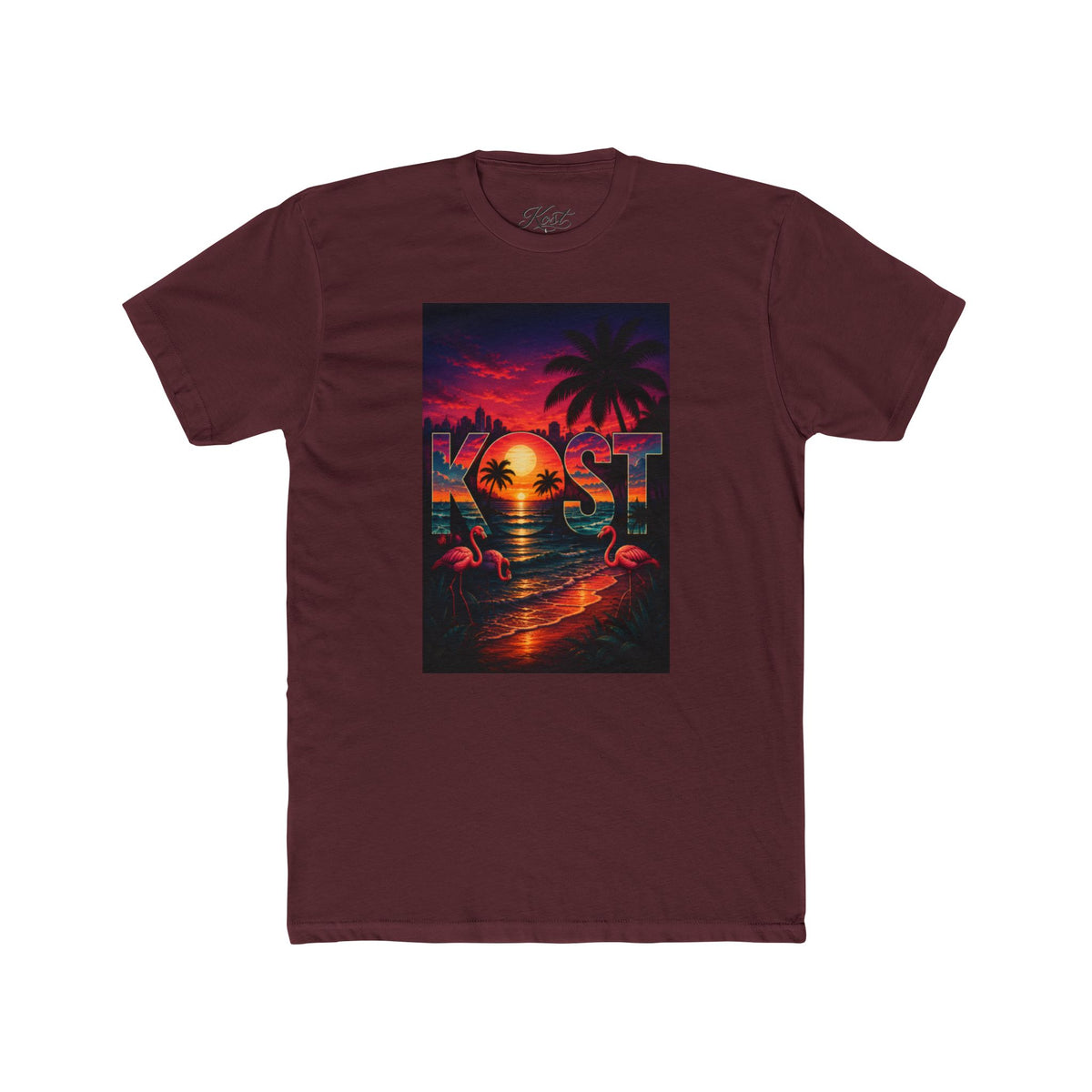 Retro Sunset Beach T-Shirt — 'Coast' Neon Palm Graphic Tee