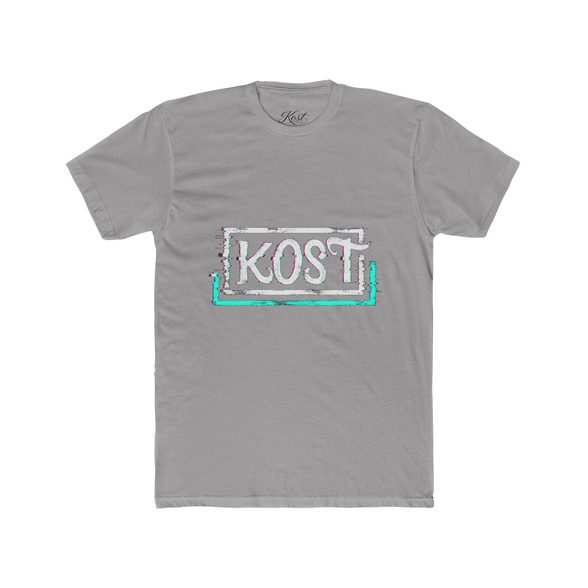 KOSI Retro Outline Logo Tee — White Cotton Crew T-Shirt